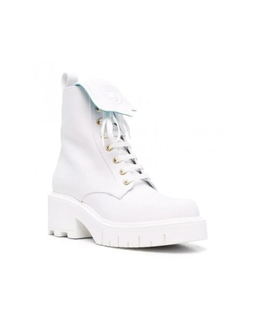 Chiara Ferragni White Lace-Up Boots