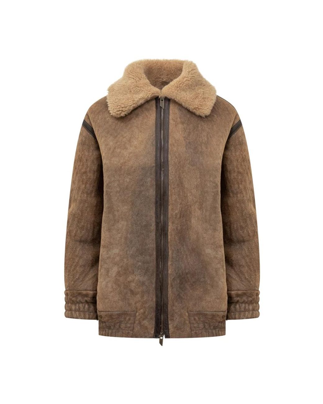 Salvatore Santoro Jassen ,Bruin ,Leer W25Santd 49028D Shearling Jas in het Brown