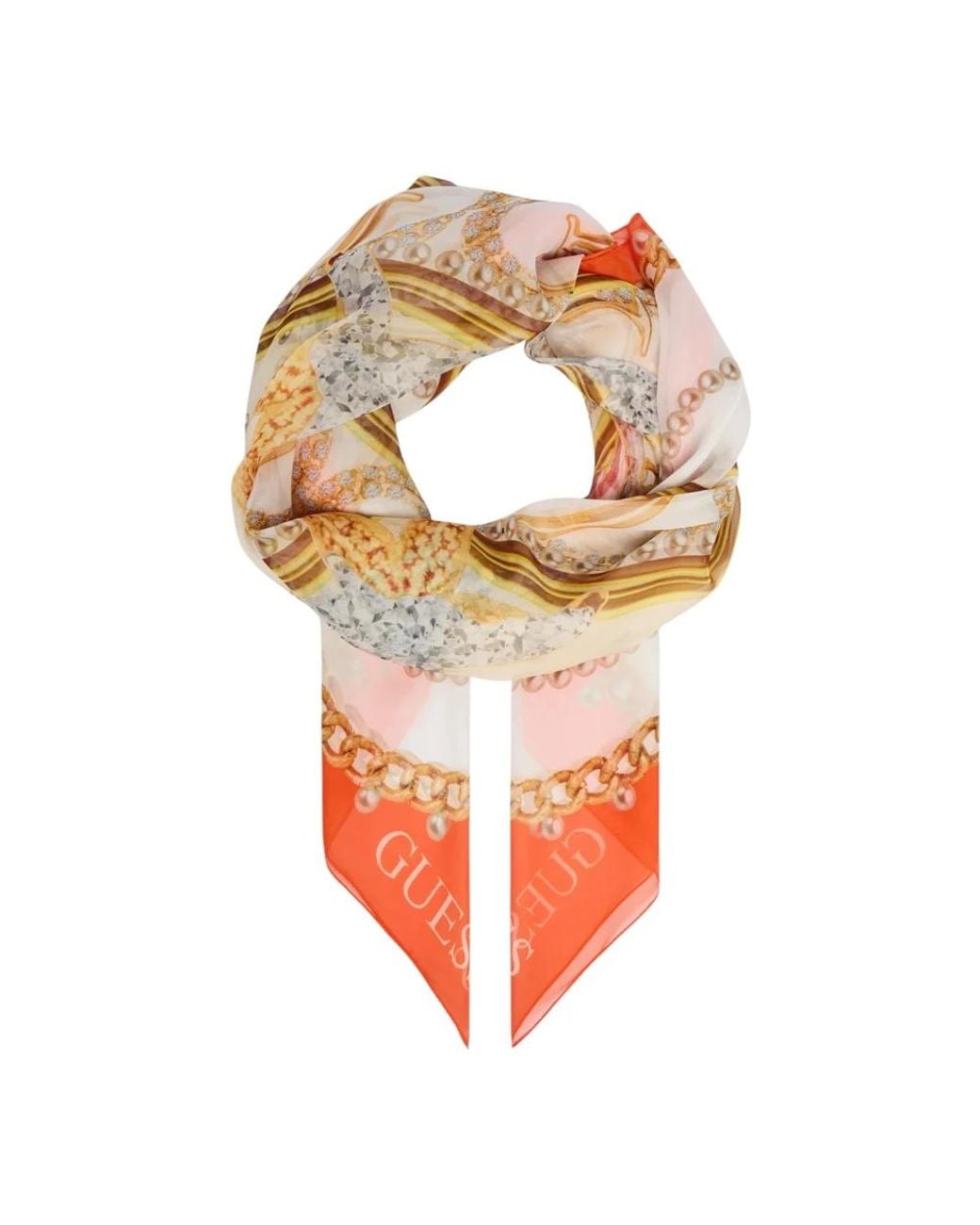 Guess Orange Silk Scarves
