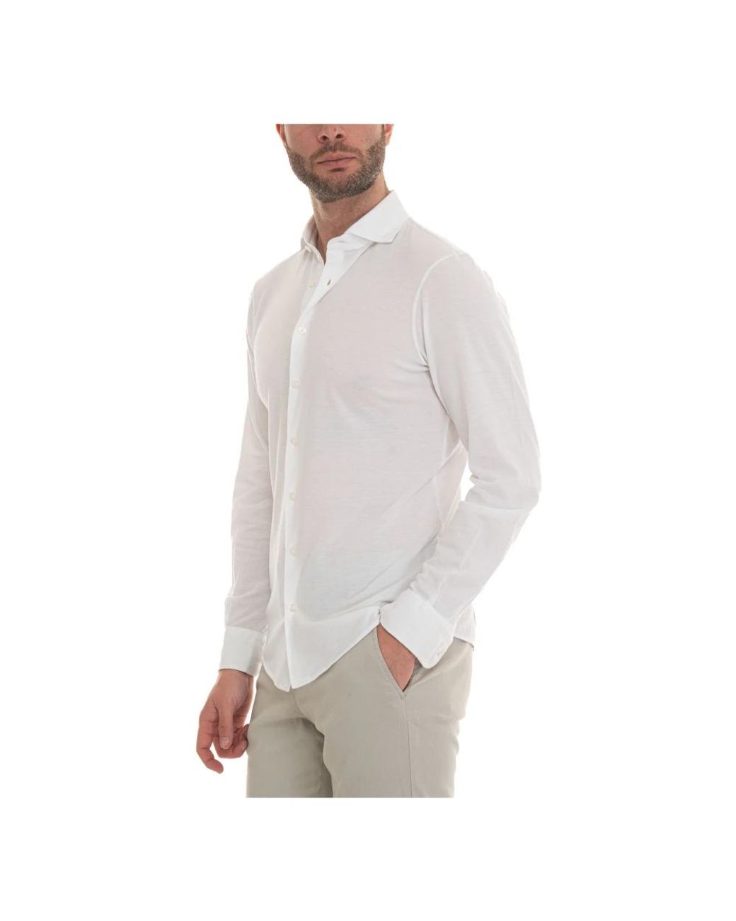 Gran Sasso White Casual Shirts for men