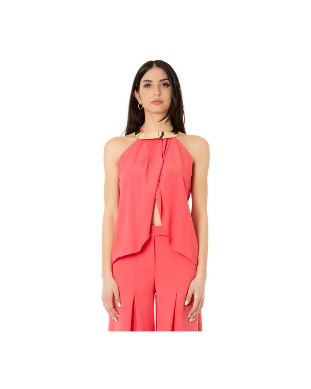 SIMONA CORSELLINI Tops ,Roze ,Top Met Split in het Pink