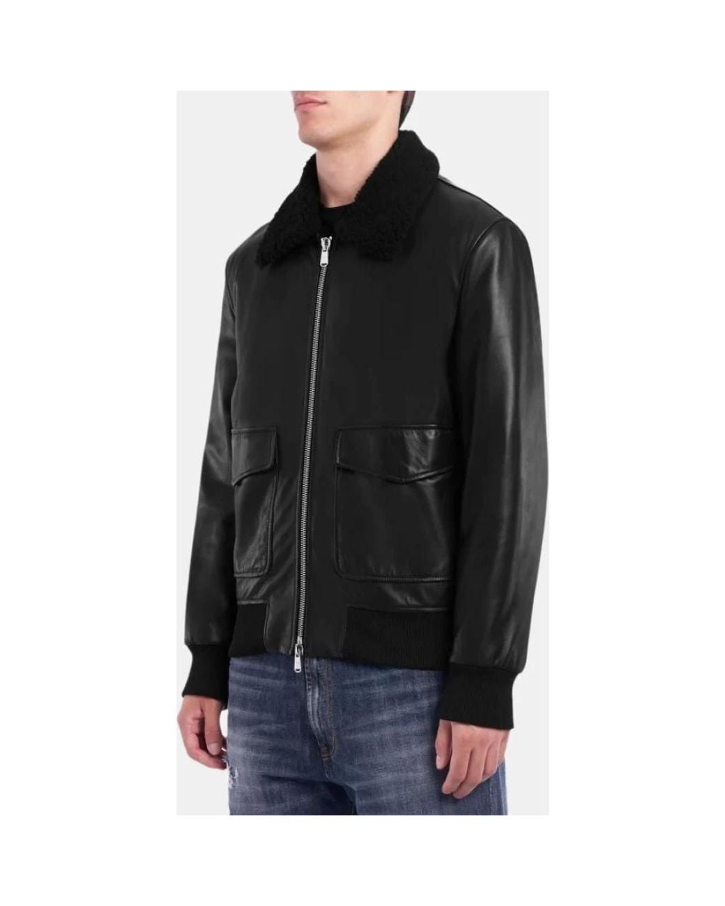 Dondup Black Leather Jackets for men