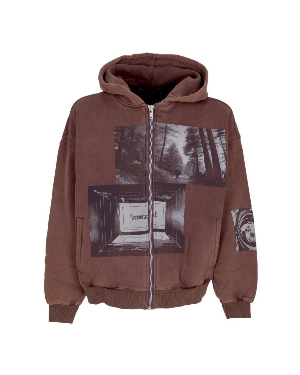 Acupuncture Hoodies & Sweatvesten ,Bruin ,Katoen Punker Zip Hoodie in het Purple voor heren