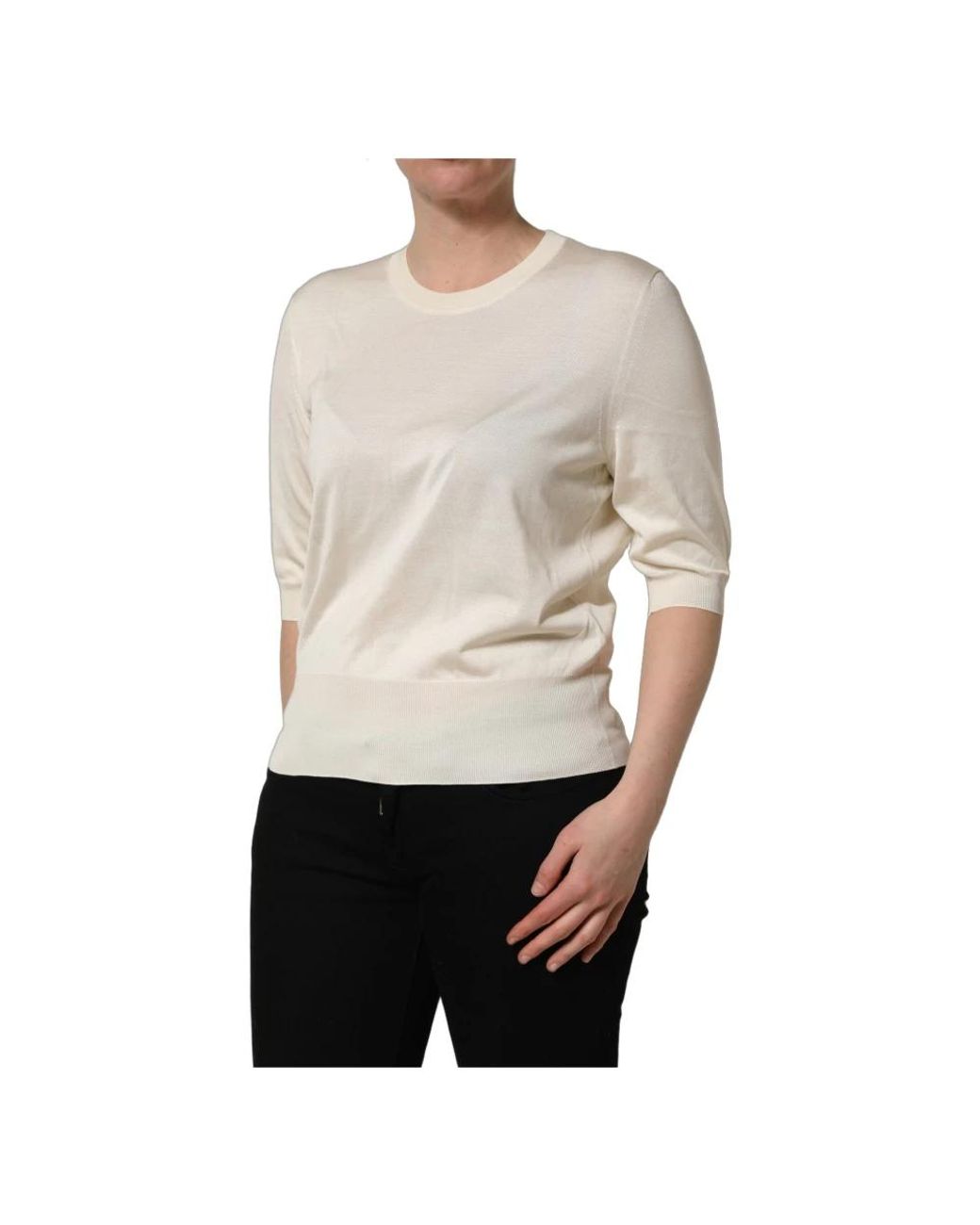 Dolce & Gabbana Natural Round-Neck Knitwear
