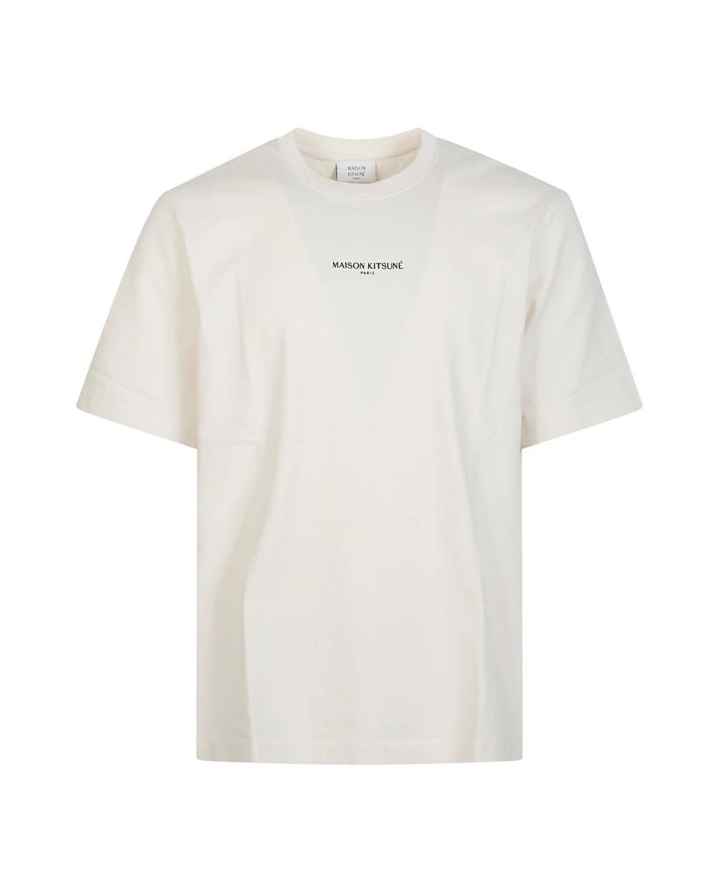 Maison Kitsuné Tops ,Katoen Paris Comfort T-Shirt in het White voor heren