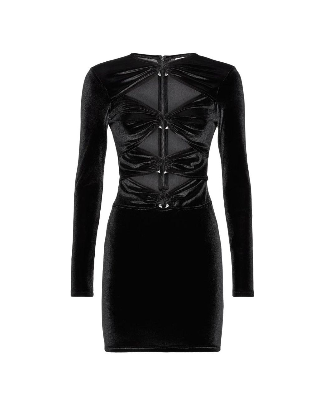 Philipp Plein Kleedjes ,Zwart ,Polyester Chenille Midi Jurk in het Black