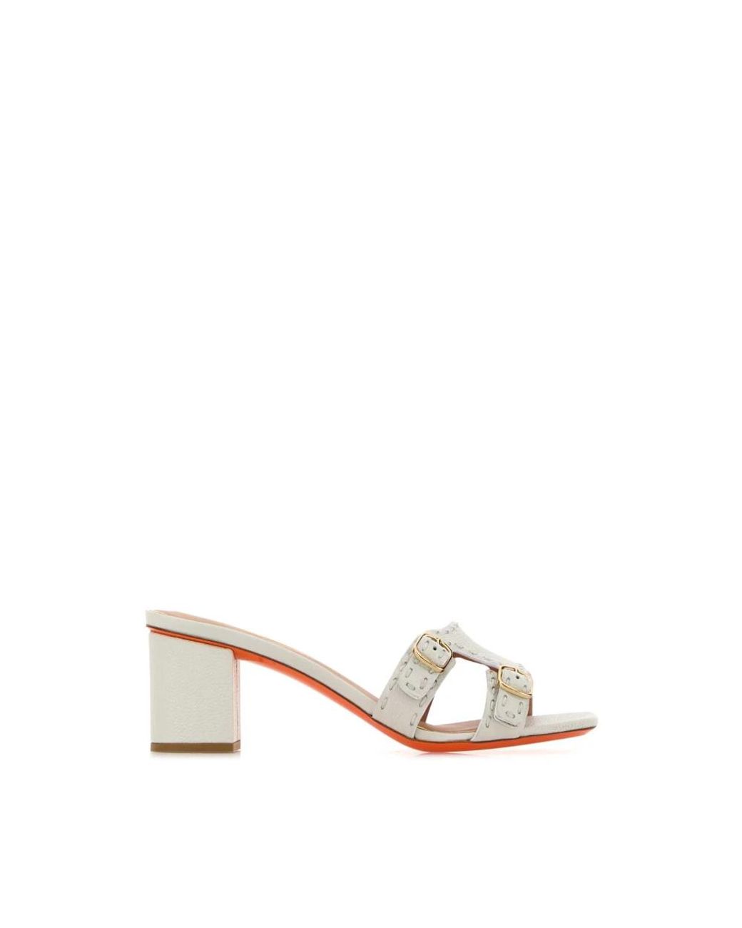 Santoni Natural Heeled Mules