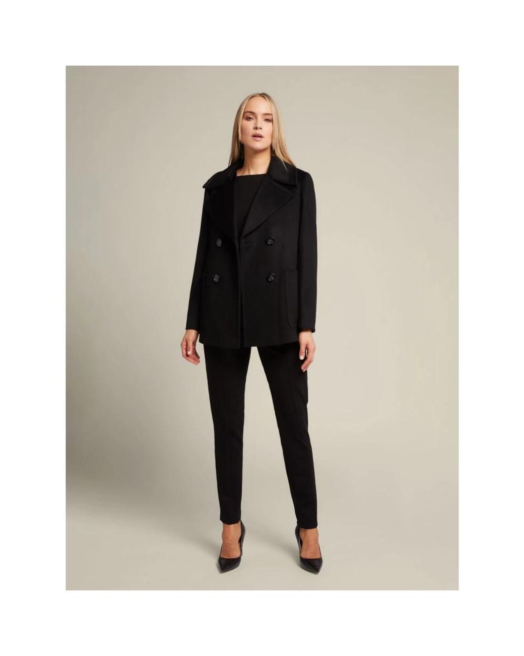 Elena Miro Black Double-Breasted Coats