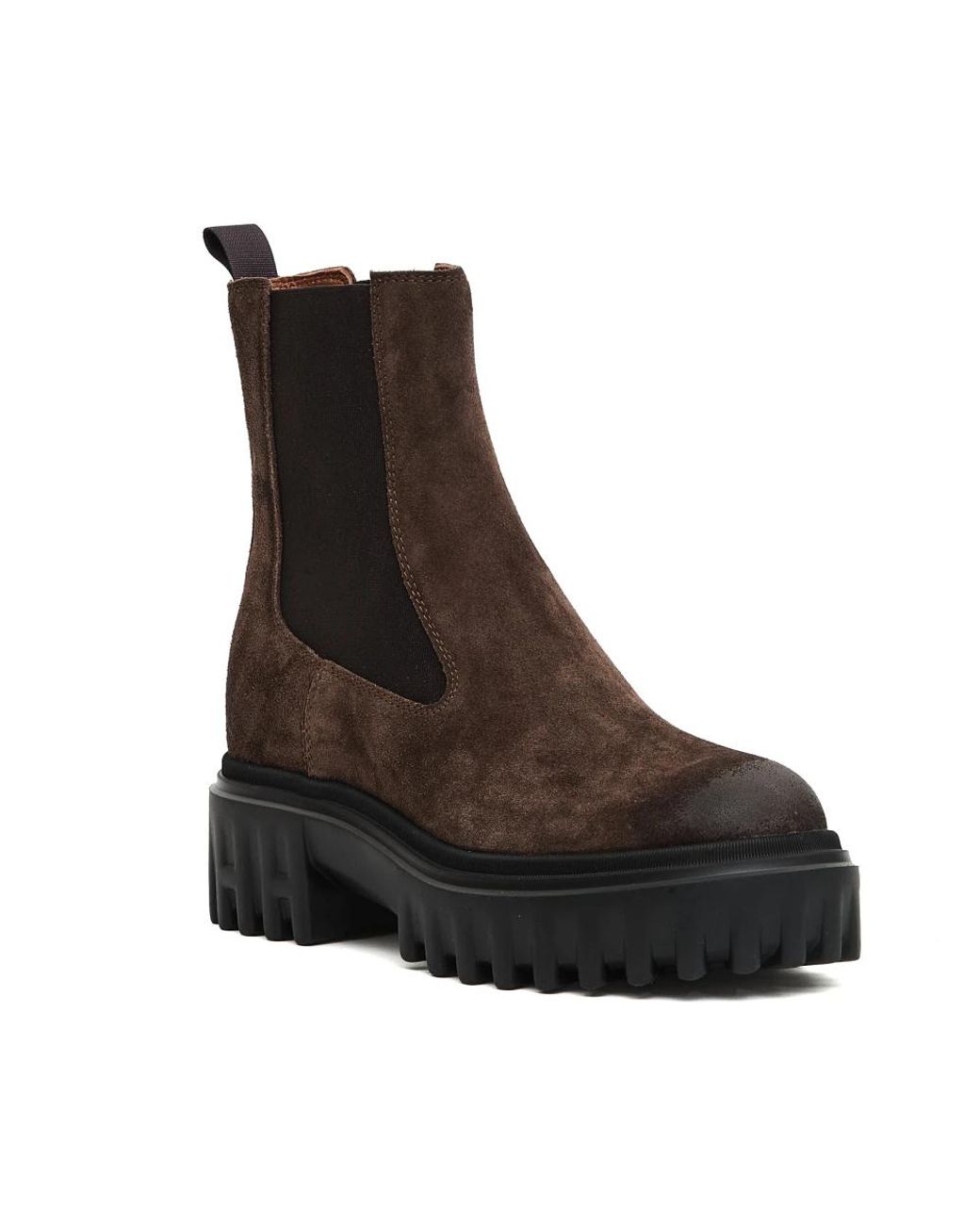 Hogan Brown Chelsea Cam Rubber Stripes H Boots