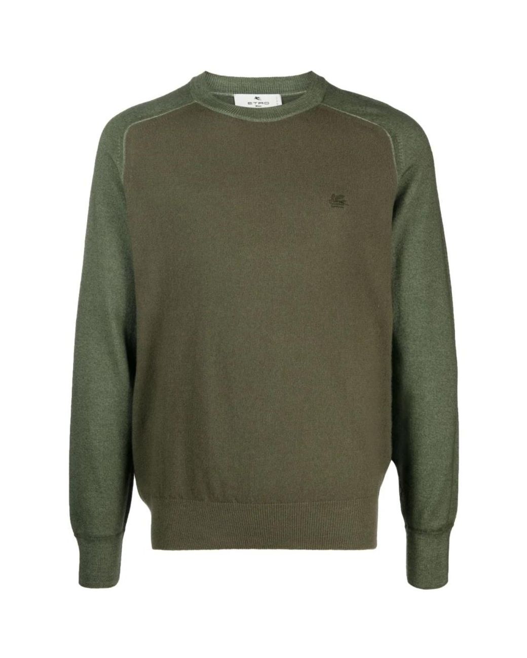 Etro Green Round-Neck Knitwear for men