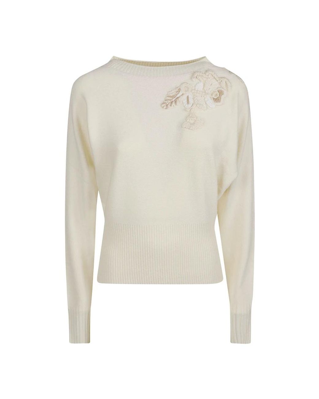 Ermanno Scervino White Round-Neck Knitwear