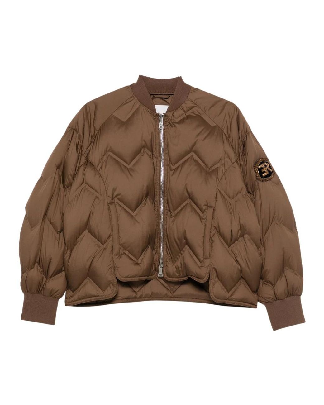 Ermanno Scervino Brown Polyester Puffer Jacket