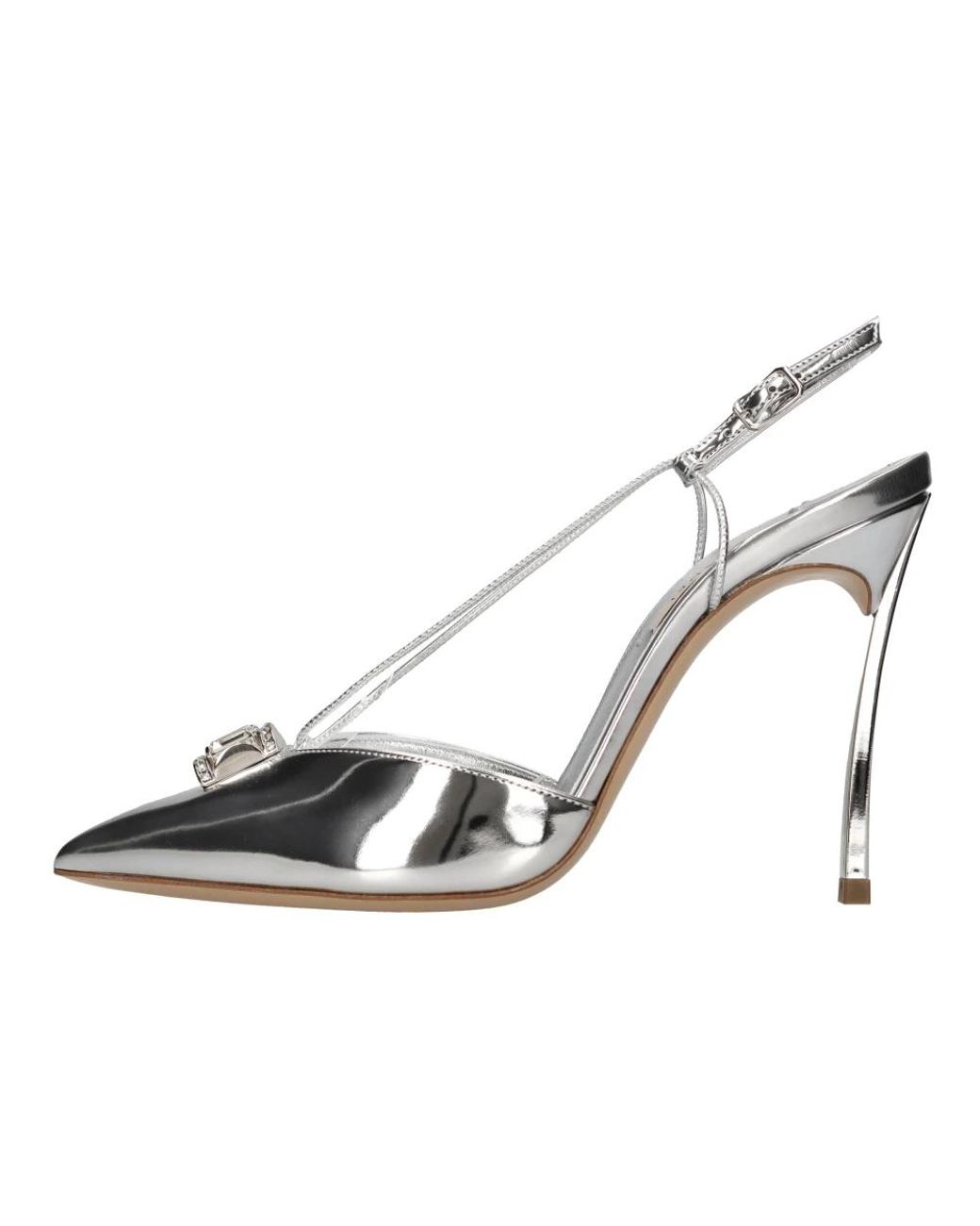 Casadei Schoenen ,Grijs ,Leer Met Hak Zilver in het Metallic