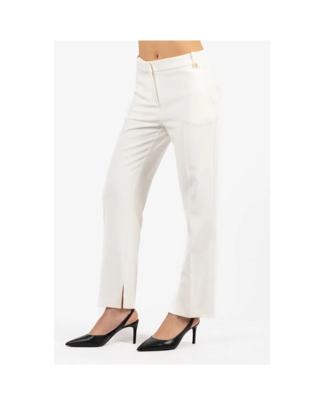 Elisabetta Franchi White Slim-Fit Trousers