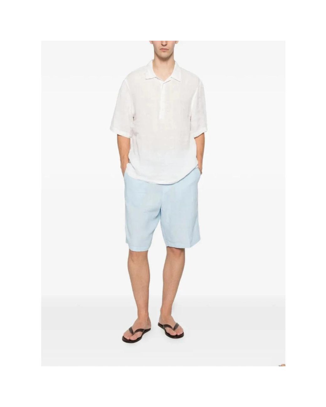 120% Lino Blue Casual Shorts for men