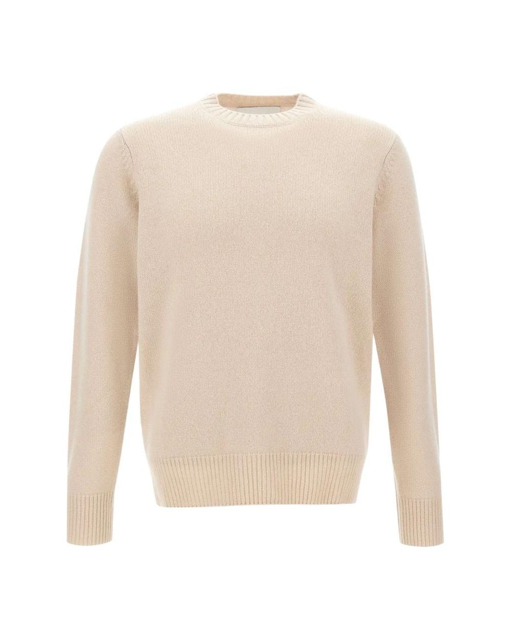 Soft Goat White Round-Neck Knitwear for men