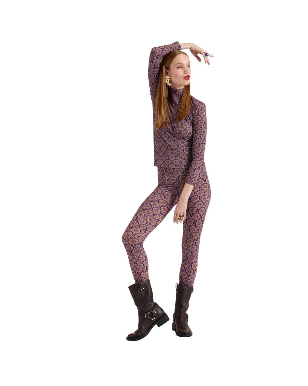LaDoubleJ Broeken ,Veelkleurig ,Tweed Skinny Jersey Leggings in het Purple