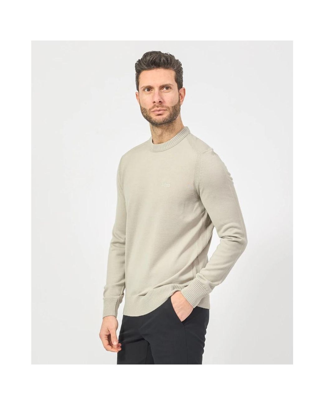 Boss Natural Round-Neck Knitwear for men
