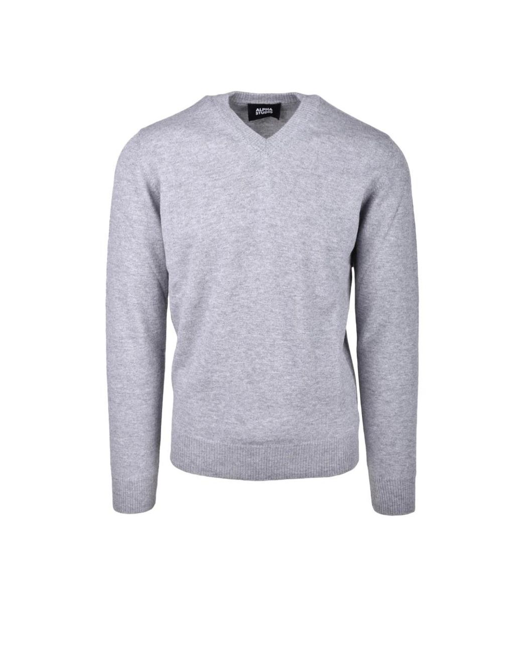 Alpha Studio Blue V-Neck Knitwear for men