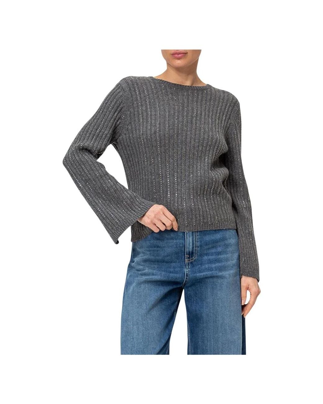 Twinset Gray Round-Neck Knitwear