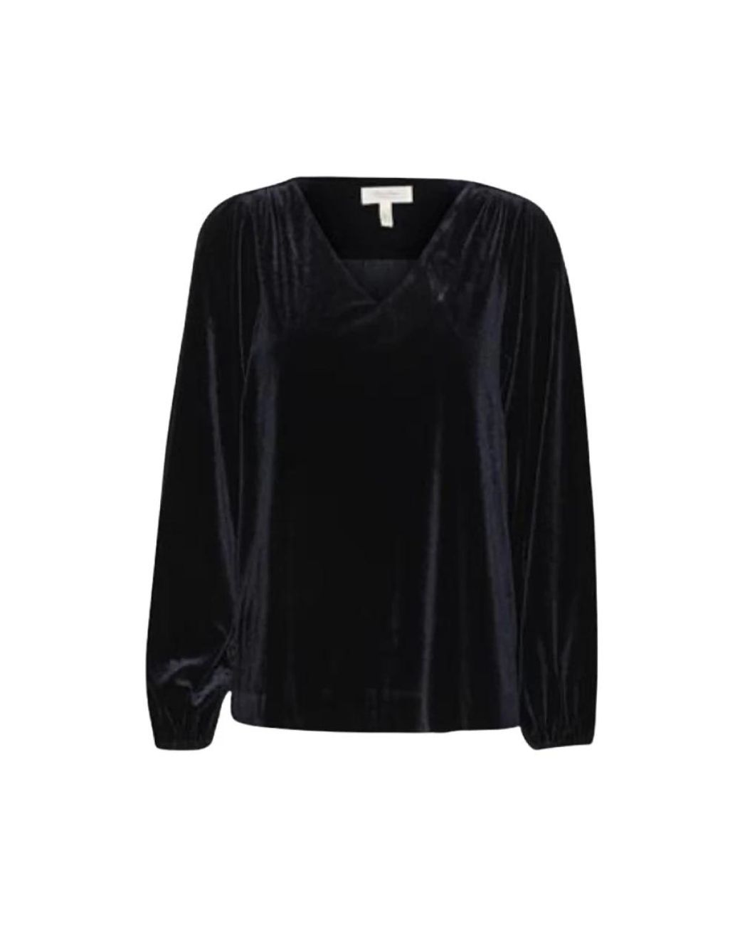 Part Two Overhemden ,Blauw ,Polyester Velourtop Blouse Topper Met Lange Mouwen in het Black