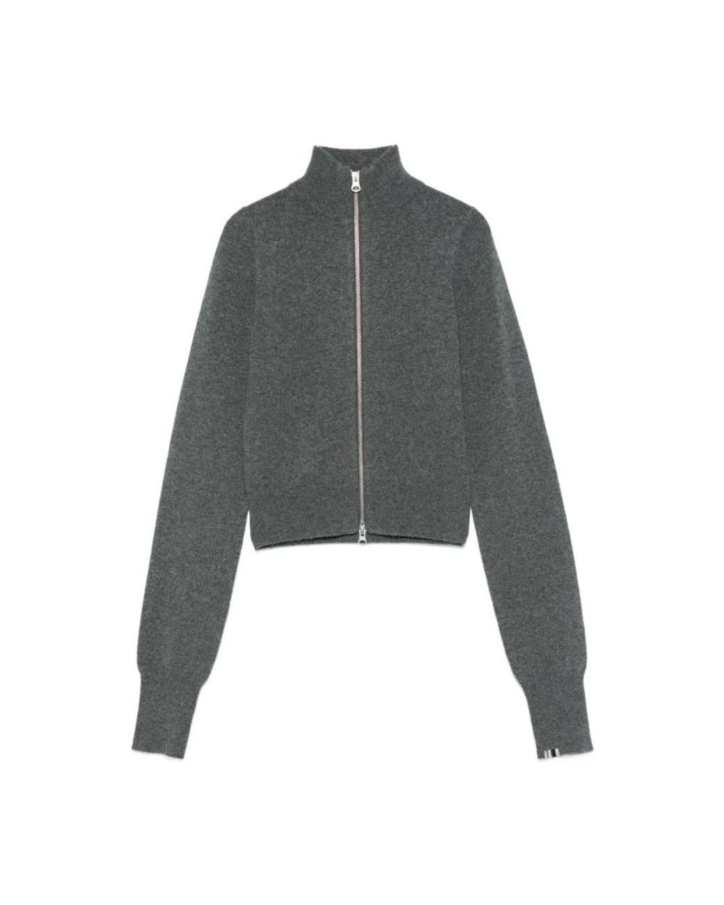 Extreme Cashmere Truien & Vesten ,Grijs ,Grijze Zip Sweater Geribbelde Manchetten in het Gray