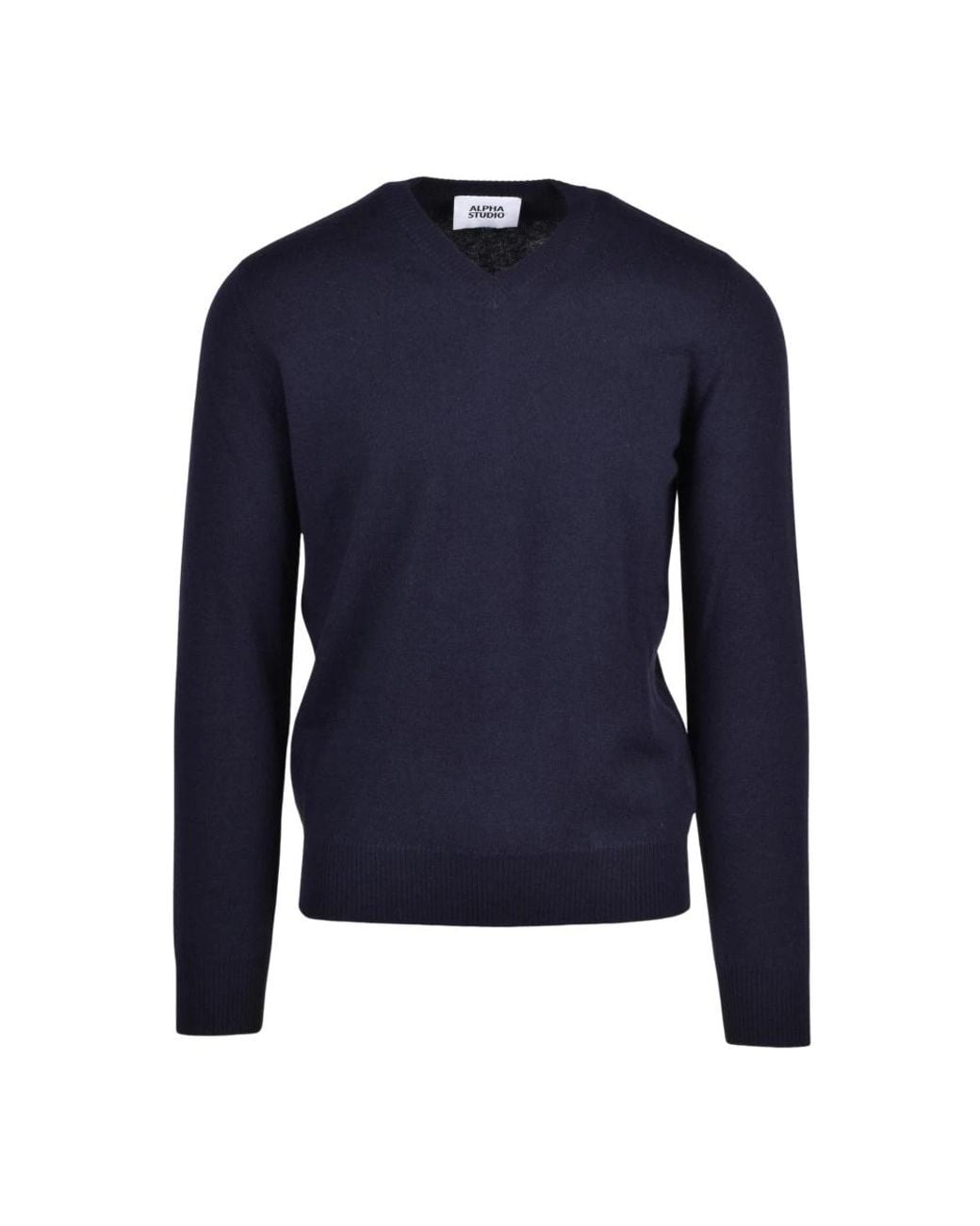 Alpha Studio Blue V-Neck Knitwear for men