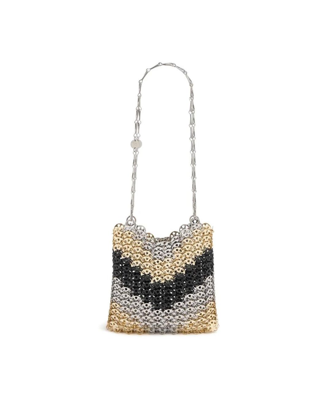 Rabanne White Farbblock chevron messing tasche