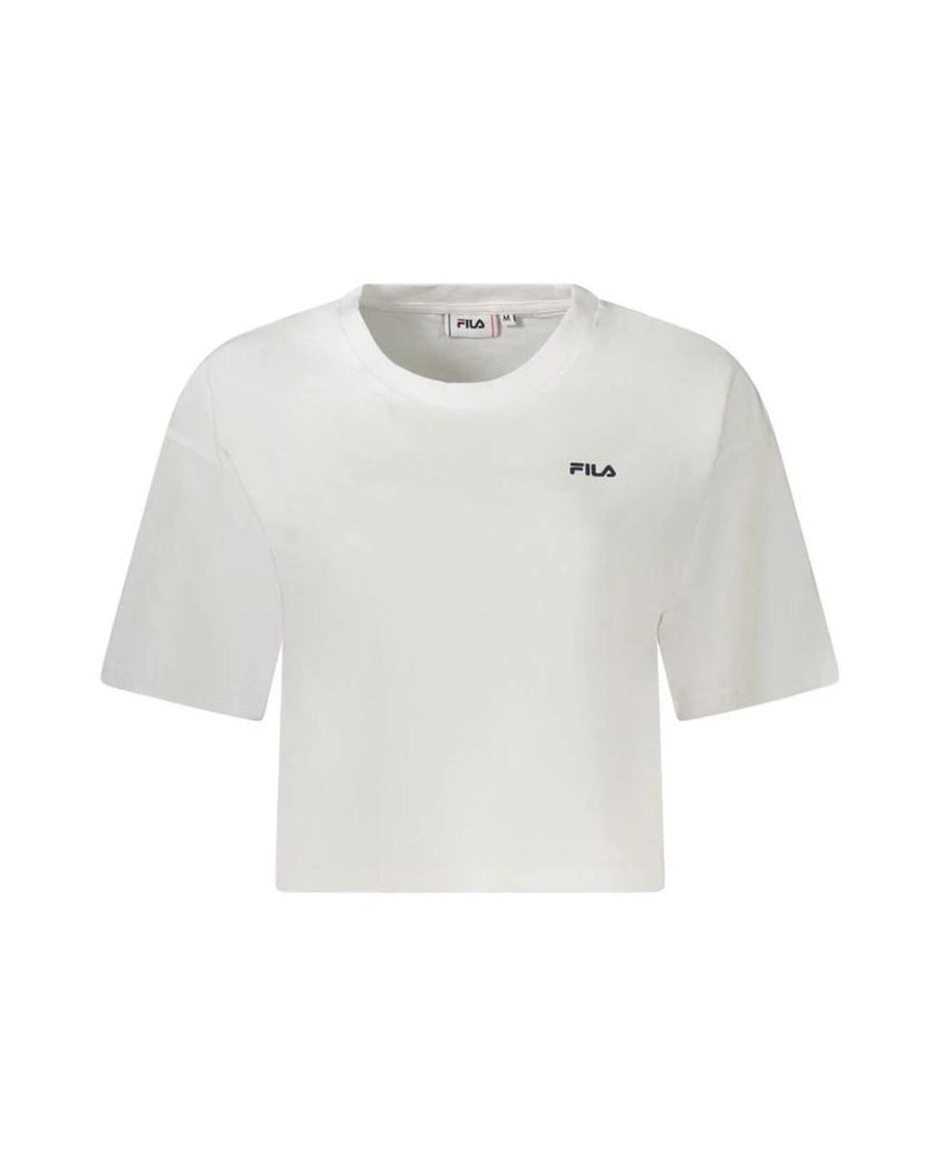 Fila Tops ,Wit ,Katoen Witte T-Shirt Met Cropped Model En Logo-Print in het White