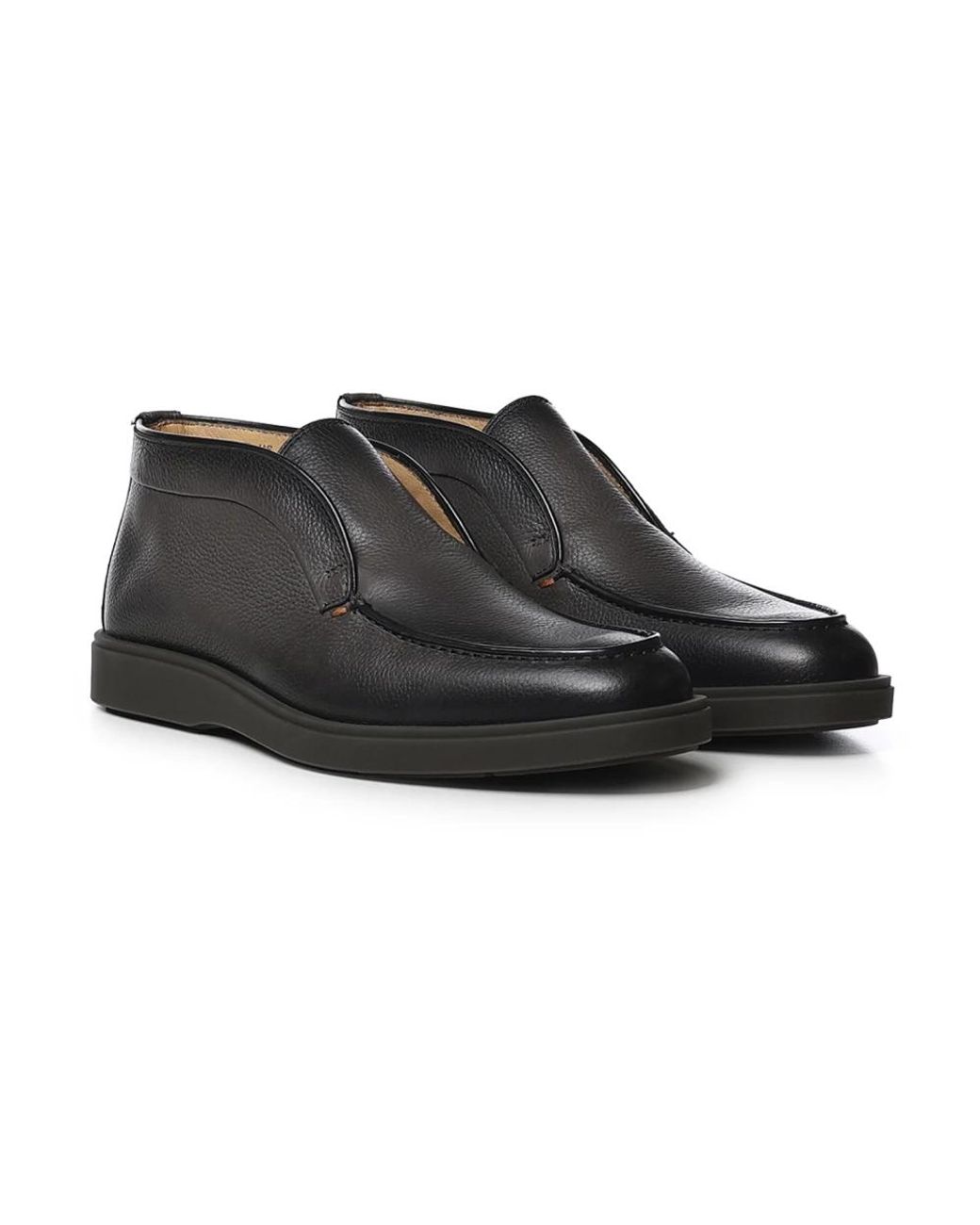 Santoni Black Ankle Boots for men
