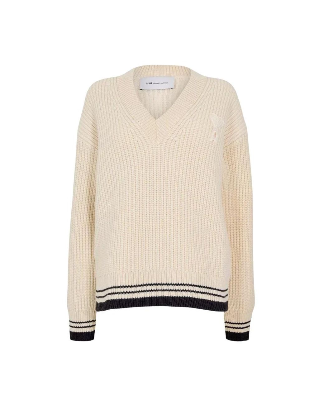 AMI Natural V-Neck Knitwear