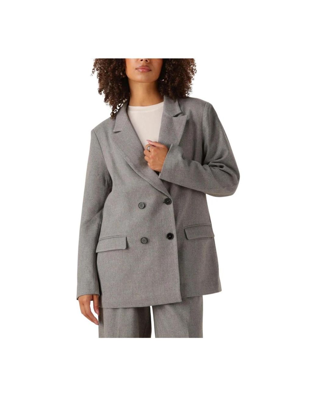 Notre-v Jassen ,Grijs ,Polyester Grijze Blazer Voor Stijlvolle Vrouwen in het Gray
