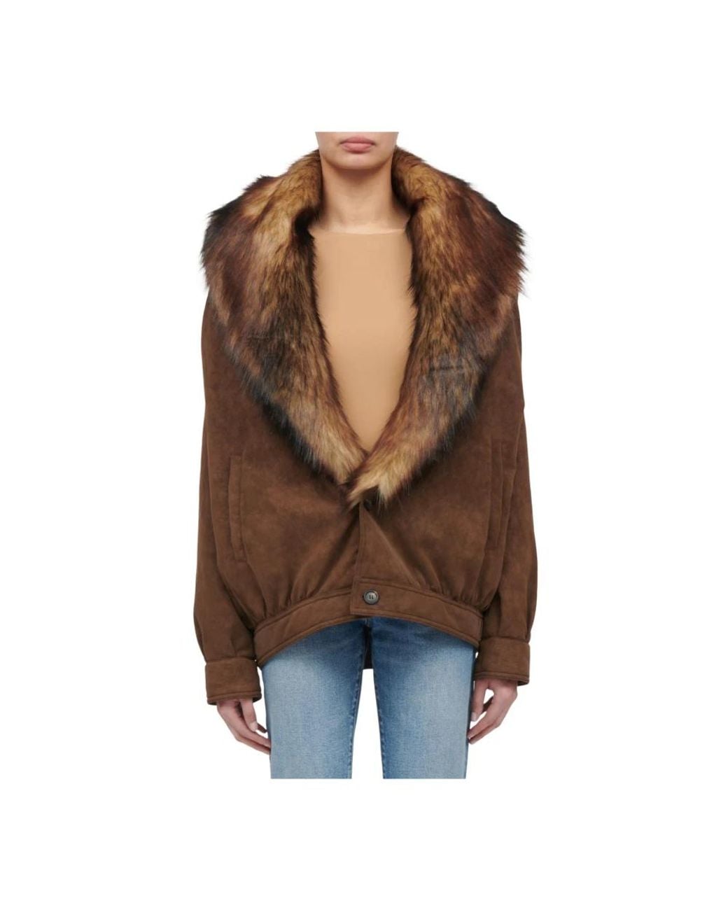 MM6 by Maison Margiela Brown Faux Fur & Shearling Jackets