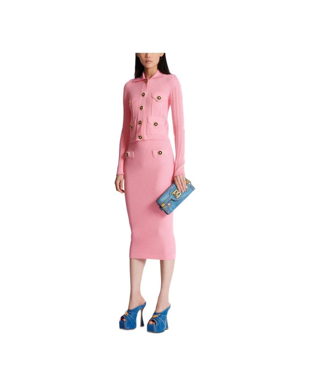 Midi Skirts Balmain de color Pink