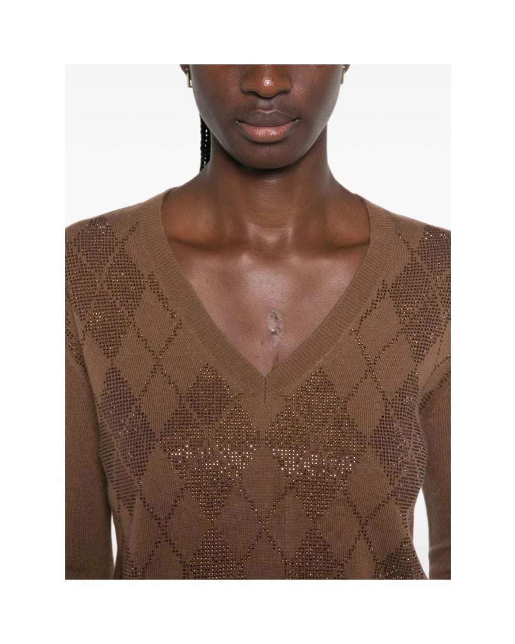 Max Mara Brown V-Neck Knitwear