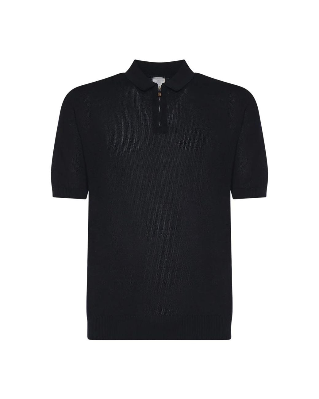 Eleventy Tops ,Blauw ,Katoen Polo Met Halve Rits En Korte Mouwen in het Black voor heren