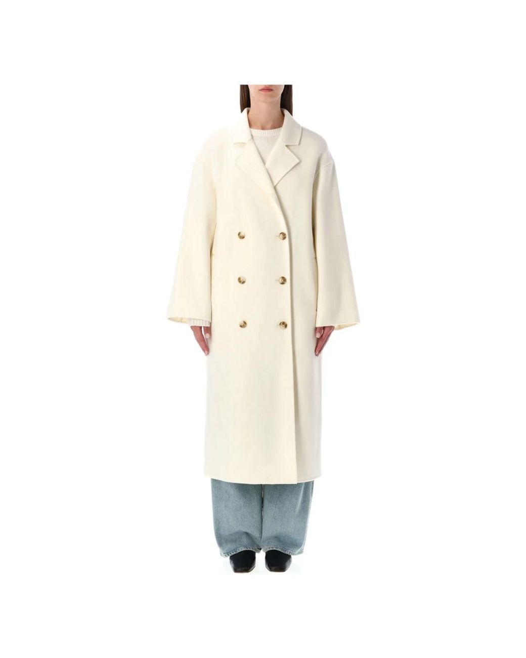 Loulou de Saison Natural Oversized Wollmantel Mit Doppelreihiger Knopfleiste