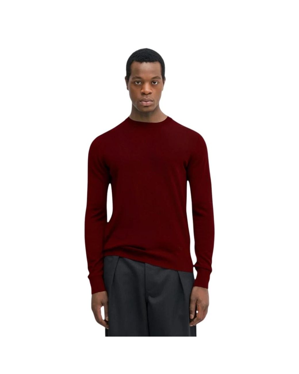 Emporio Armani Red Round-Neck Knitwear for men