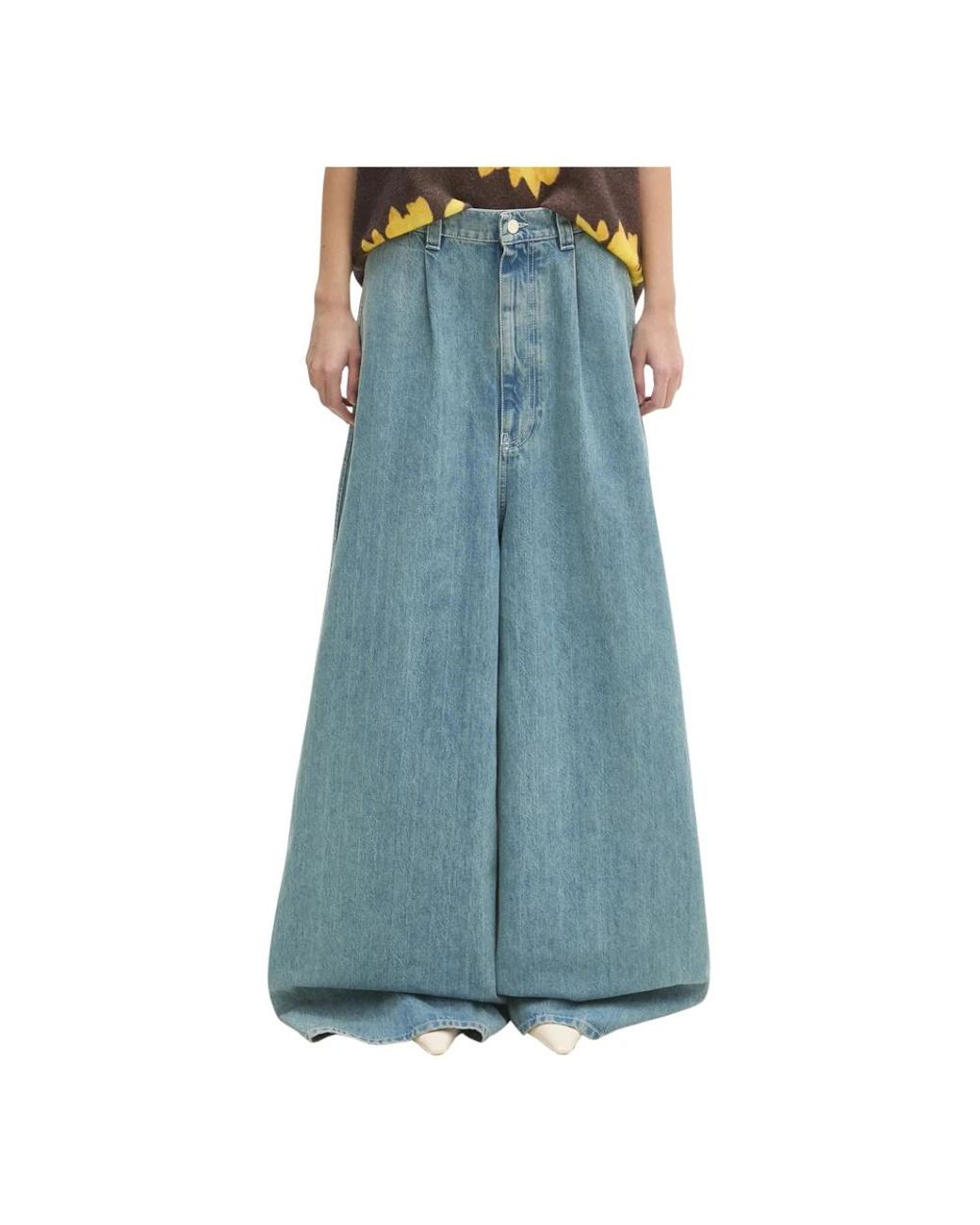 Sunnei Jeans ,Blauw ,Katoen Wijde Pijp Jeans Broek in het Blue