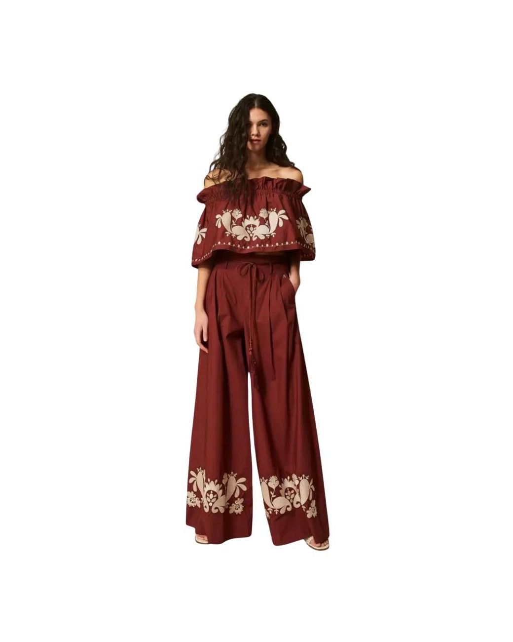 Twinset Red Wide Trousers