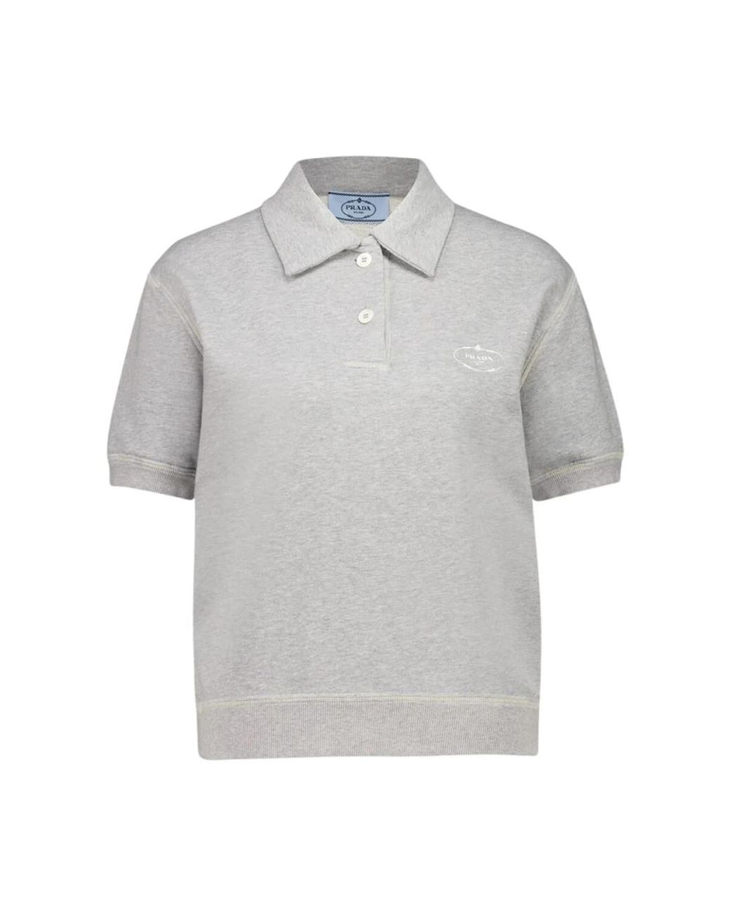 Prada Tops ,Grijs ,Katoen Cotton Fleece Polo Shirt in het Gray