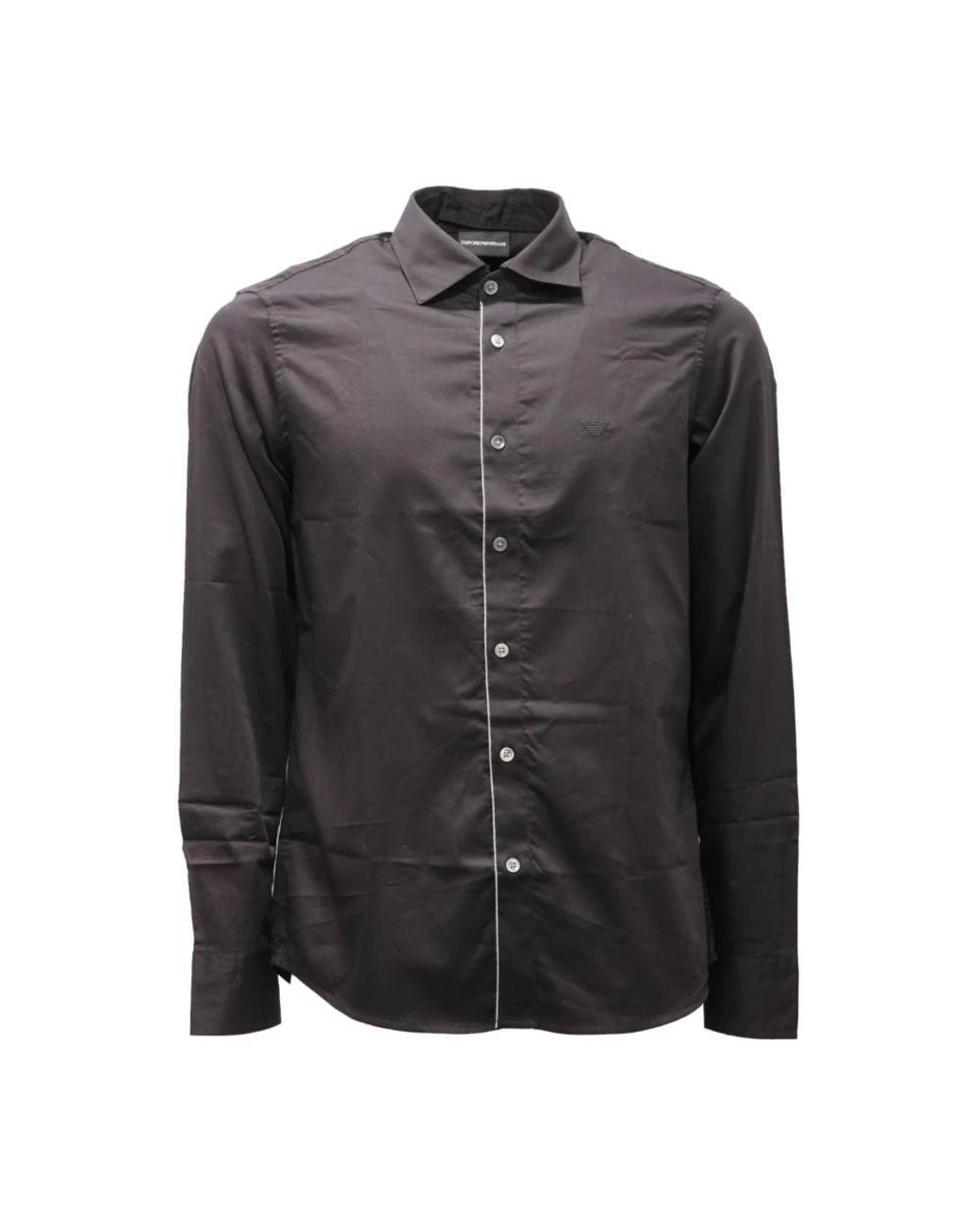 Armani Overhemden ,Zwart ,Katoen Katoenen Overhemd Met Afneembare Kraag in het Black voor heren