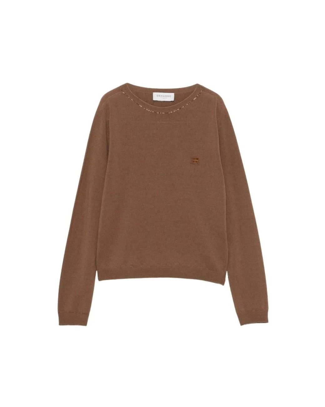 Ermanno Scervino Brown Round-Neck Knitwear