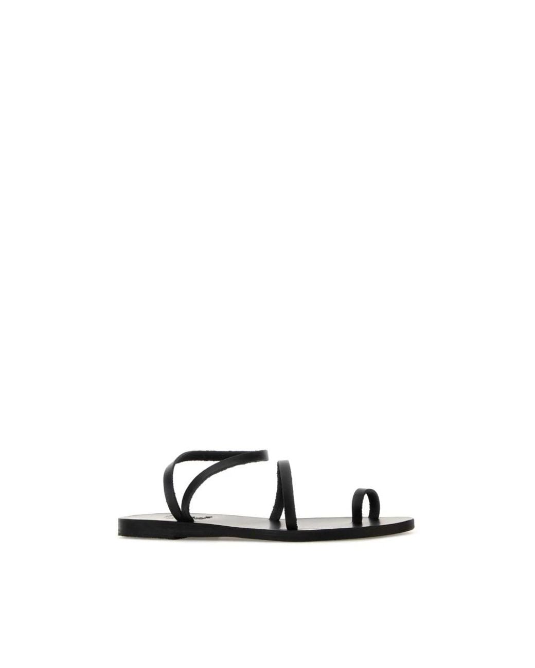 Ancient Greek Sandals Black Flat Sandals
