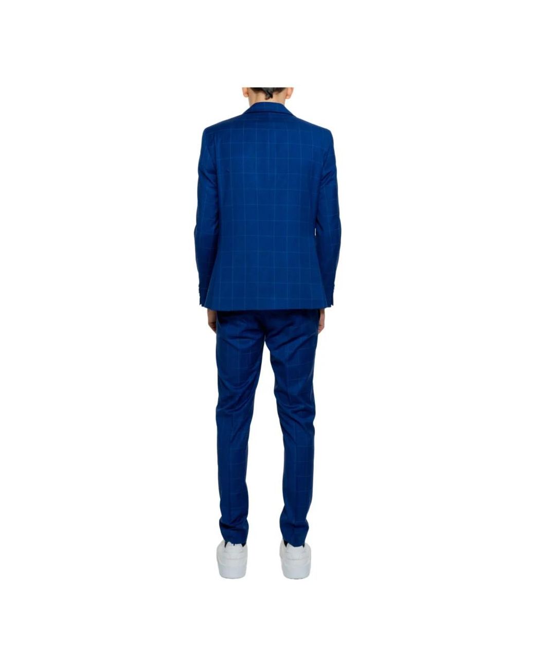 MULISH Blue Single Breasted Suits for men