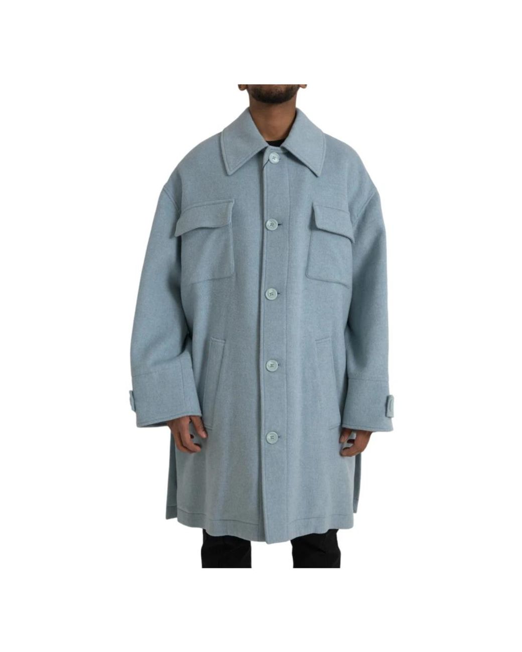 Dolce & Gabbana Blue Single-Breasted Coats for men