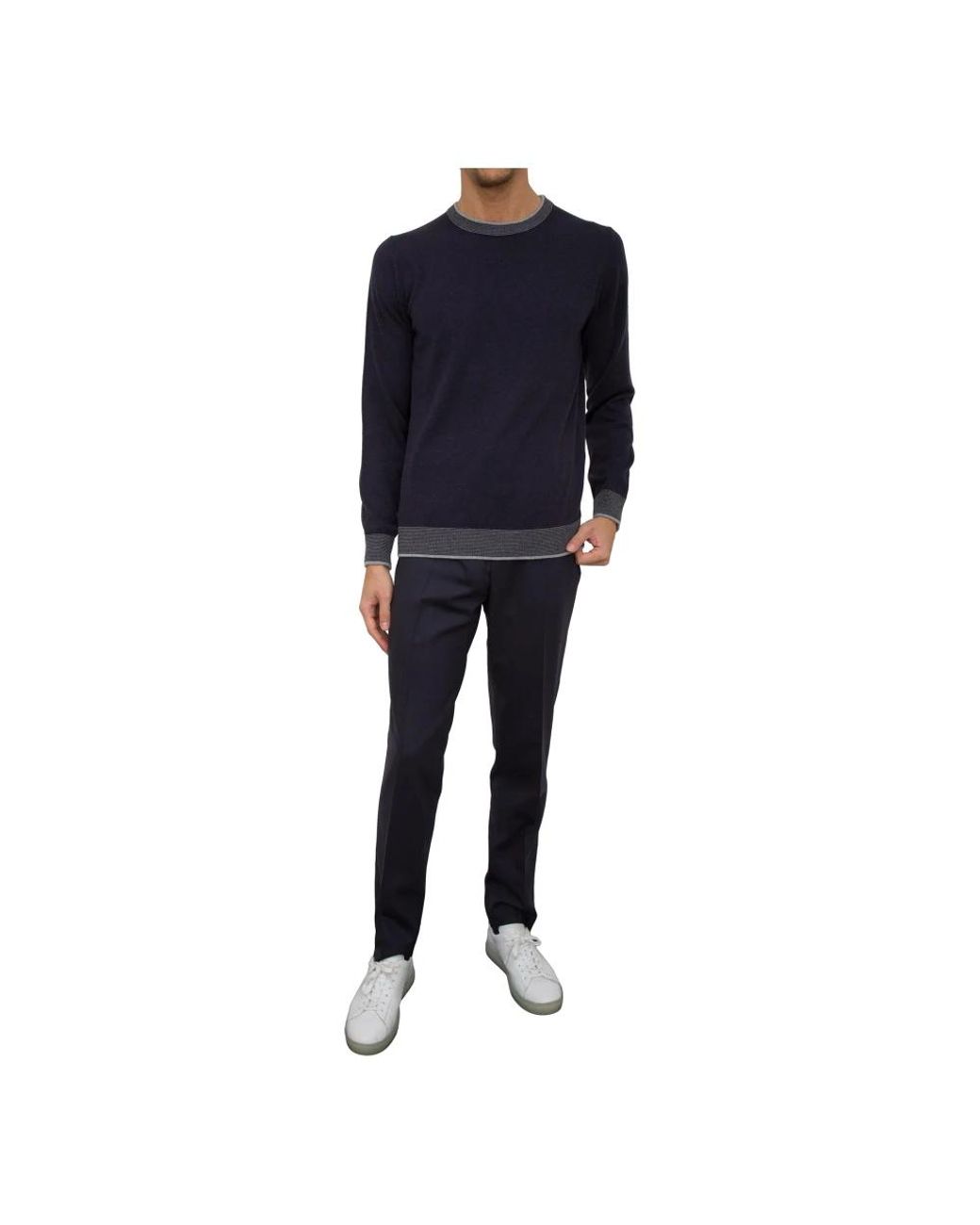 Peserico Blue Round-Neck Knitwear for men