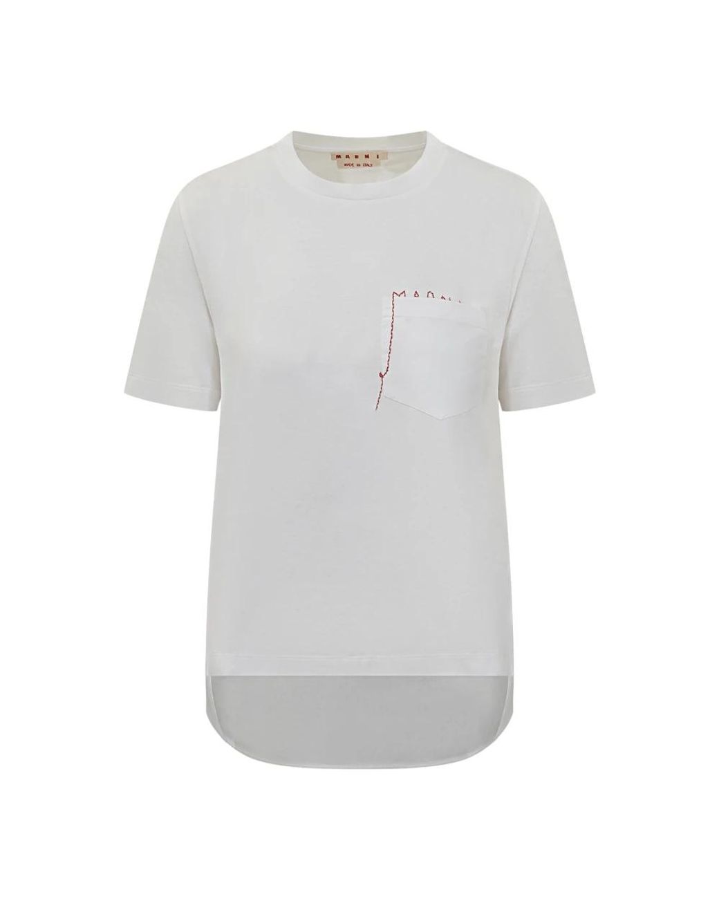 Marni Tops ,Wit ,Katoen Geborduurde Katoenen T-Shirt in het Gray