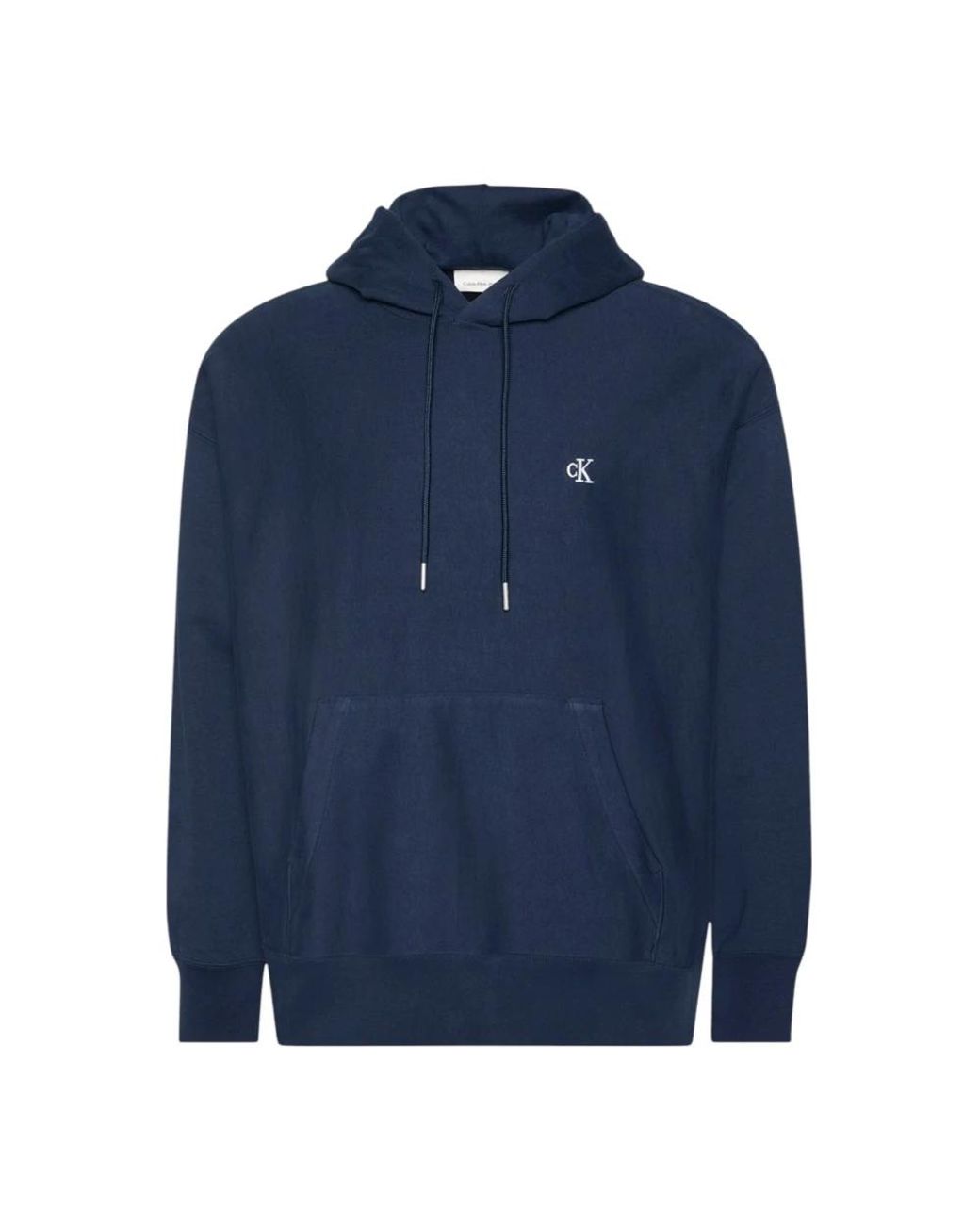 Calvin Klein Hoodies & Sweatvesten ,Blauw ,Katoen Minimalistisch Logo Hoodie Premium Terry in het Blue voor heren