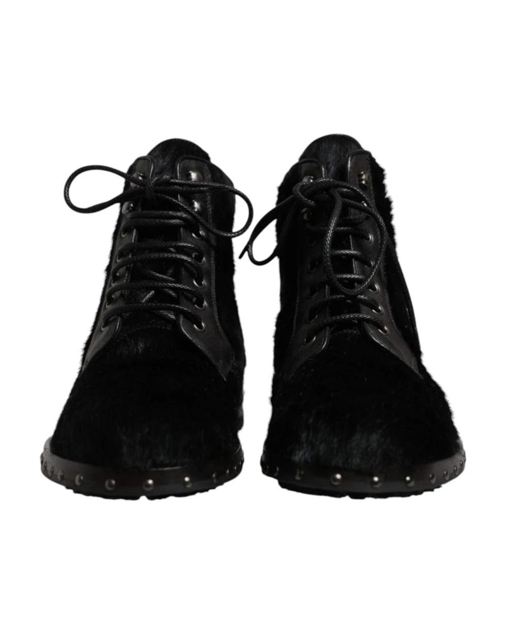 Dolce & Gabbana Black Lace-Up Boots for men